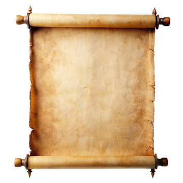 old paper scrolls or parchments , Isolated on transparent background