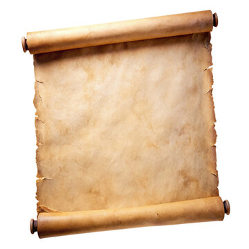 old paper scrolls or parchments , Isolated on transparent background