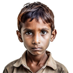 Fototapeta premium Portrait a poor boy, Isolated on transparent background