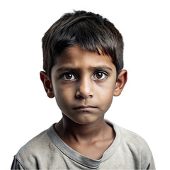 Obraz premium Portrait a poor boy, Isolated on transparent background