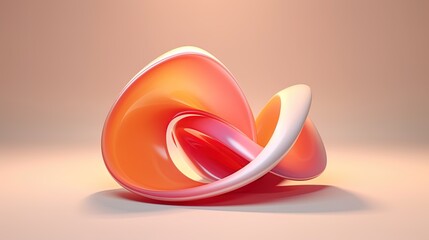 small shape generated modern abstract style with a band of warm pastel colors with orange and red tint simulating glass.