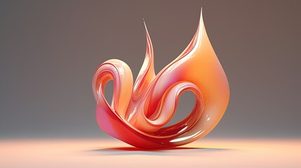 small shape generated modern abstract style with a band of warm pastel colors with orange and red tint simulating glass.
