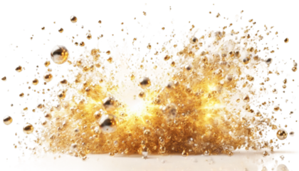glowing Abstract fractal bubbles splash. background. golden gital rendering. 3D Fiery white confetti art. sparks shine print fantastic liquid dream monochrome yellow explosion bright star burst stream