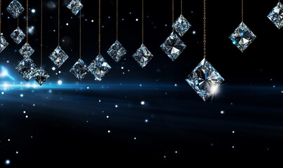 A group of diamonds hanging from strings in a beautiful background. Ai-Generated Image