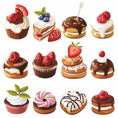 Delectable Assortment of Gourmet Cupcakes and Pastries with Fresh Berries