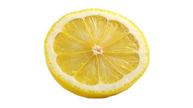 Fresh lemon slice isolated on Transparent background.