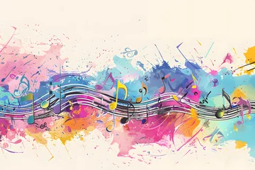 Foto op Canvas abstract background in the form of a musical wave, a multi-colored musical wave with notes on a white background © Svitlana Sylenko