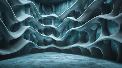 Delve into the immersive experience of a 3D wall abstraction that challenges perception with its depth, in