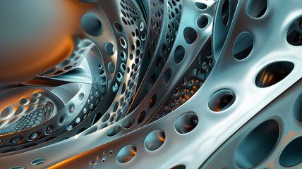 Embark on a visual odyssey with a stunning 3D wall abstraction blending organic and futuristic elements,