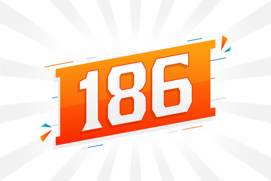 186 number vector font alphabet. Number 186 with decorative element stock vector