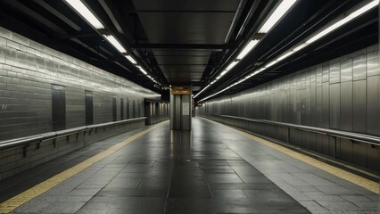 Empty subway platform with modern design