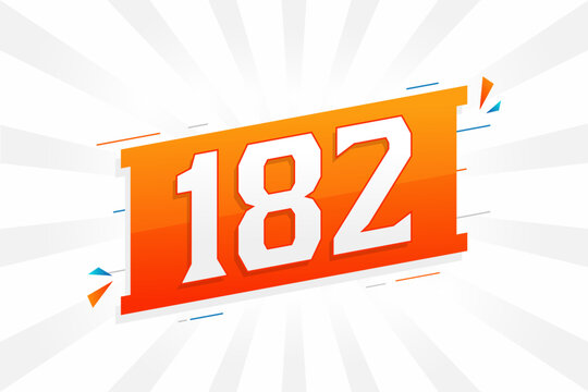 182 number vector font alphabet. Number 182 with decorative element stock vector