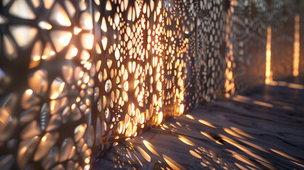 Immerse yourself in the captivating dance of shadows and light on an abstract decorative wall, in