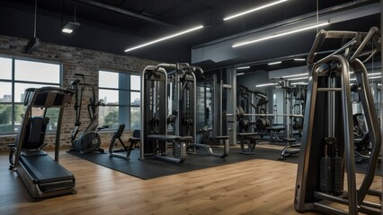 Modern gym interior with equipment