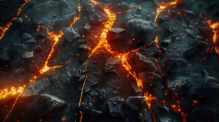 background with cracking stone slab and lava
