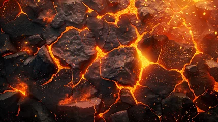 Foto auf Alu-Dibond background with cracking stone slab and lava © Serhii