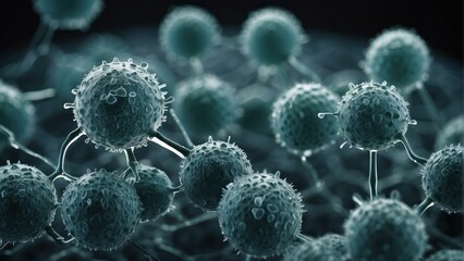 3D rendering of connected virus cells - obrazy, fototapety, plakaty
