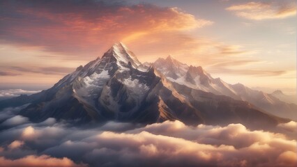 Majestic mountain peak at sunrise