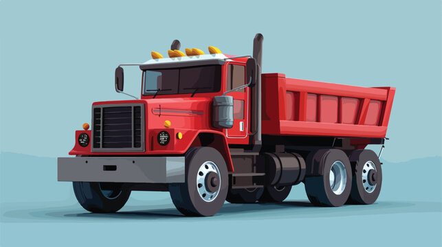 3D design for red truck illustration flat cartoon v