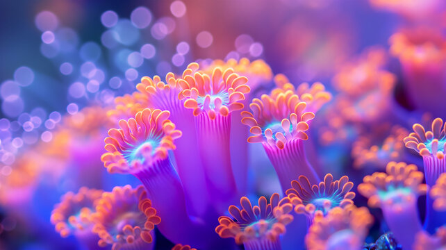 a close up of different coral polyps