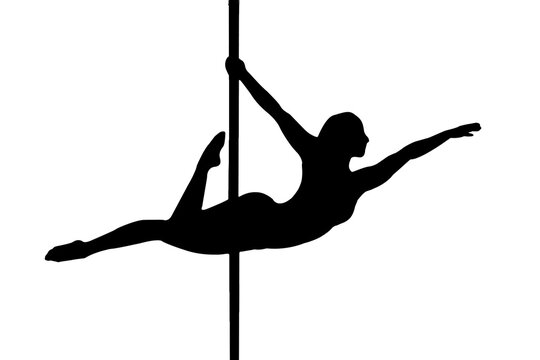 recommend clip art: silhouette of athlete practicing sports health and exercise dance bar pole dance mocup isolated on white transparent background