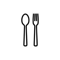 Fork, Spoon, and Knife isolated on white background. Restaurant icon. food icon. Eat. Cutlery icon.