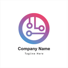Obraz premium flat gradient technology logo design icon