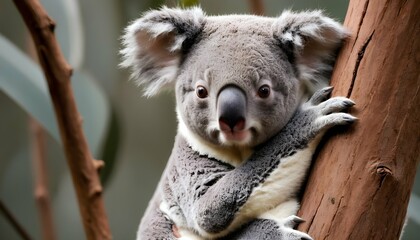 A Koala With Its Arms Wrapped Around A Tree Branch  2