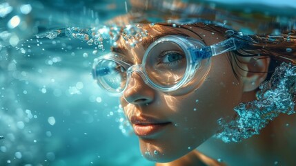 Naklejka premium Splashing through the water, teenagers embrace the joy of swimming, finding freedom and strength in every stroke, embodying the spirit of sports and physical vitality. 