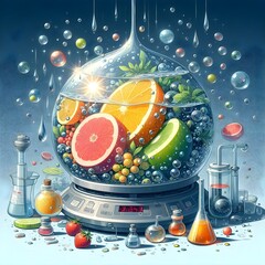 Obraz premium reality, water_drop, water, dripping, bubble, fruit, air_bubble