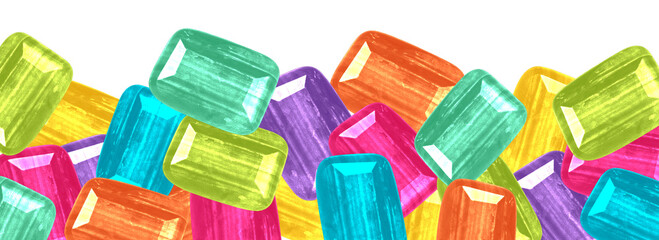 Rainbow and shiny gemstone edges. Colorful crystal borders. Magic rainbow borders.
