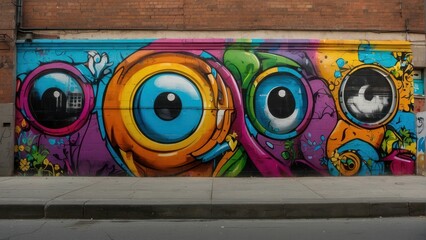 Vibrant urban graffiti street art depiction