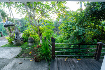 Veranda balcony and jungle. Ubud, Bali, Indonesia.