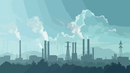 Air pollution from factories on Earth illustration - obrazy, fototapety, plakaty