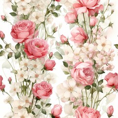 Seamless tiled 2d/3d colorful flowers 