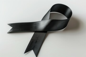 A black ribbon with a white ribbon on the left side