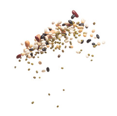 Mix beans fall down explosion, several kind bean float explode. Dried mixed white green red soy...