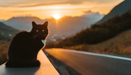 cat at sunset