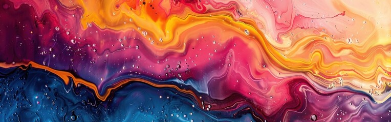 Swirling Marbled Waves - Bold Abstract Acrylic Texture for Colorful Inked Banner Background