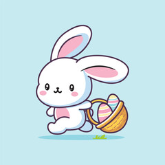 Cute vector illustration of easter bunny and eggs