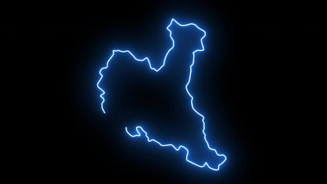 map of Toliara in madagascar with glowing neon effect