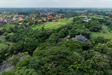 Aerial: The town of Ubud, Bali, Indonesia.