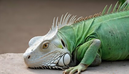 an iguana with its tail curled up upscaled 5 - obrazy, fototapety, plakaty