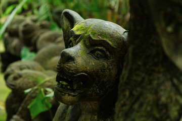 Sculpture of an animal in the Monkey Forest. Ubud, Bali, Indonesia.