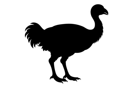black dodo bird silhouette on white background clip art preview