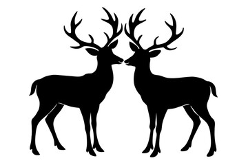 mating deer silhouette vector illustration