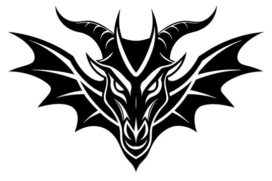 dragon head silhouette vector  illustration