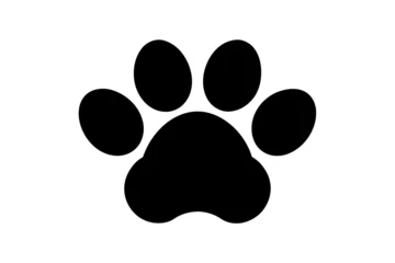 Tuinposter dog and cat paw print silhouette vector illustration © CreativeDesigns