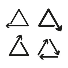Recycle triangle icons. Environmental cycle arrows. Conservation vector symbols. Vector illustration. EPS 10.