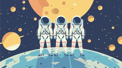 Astronaunts standing on the planet illustration fla